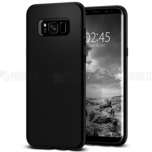 Samsung Galaxy S8+ (G955) „Spigen“ Liquid Air melns cieta silikona apvalks
