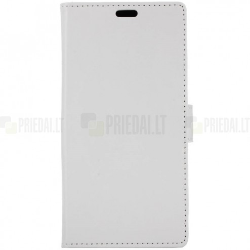 Samsung Galaxy S9 (G960) atvēramais ādas balts maciņš (maks)