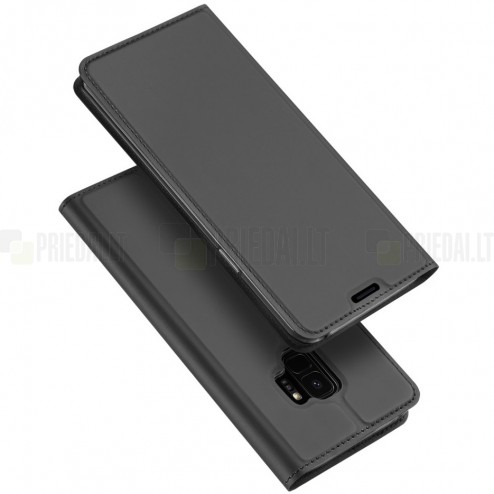 Samsung Galaxy S9 (G960) „Dux Ducis“ Skin sērijas melns ādas atvērams maciņš