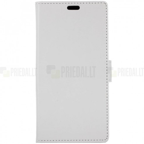 Samsung Galaxy S9+ (G965) atvēramais ādas balts maciņš (maks)