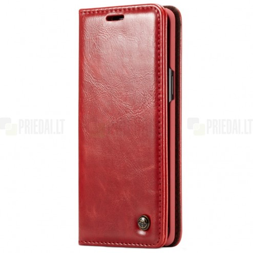 Samsung Galaxy S9+ (G965) „CaseMe“ solīds atvēramais ādas sarkans maciņš - maks