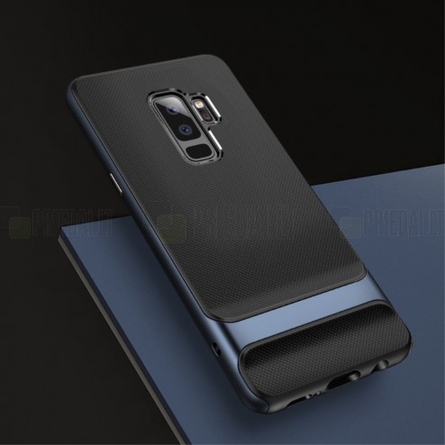 Samsung Galaxy S9+ (G965) „Rock“ Royce pastiprinātas aizsardzības melns apmales zilā krāsā apvalks