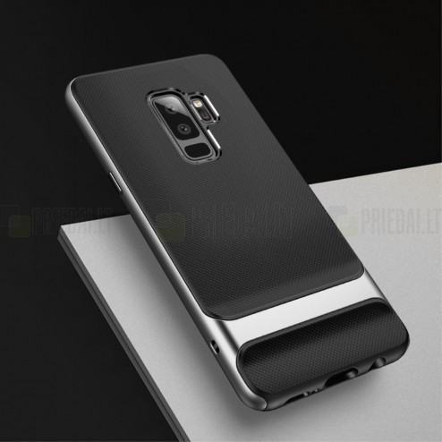 Samsung Galaxy S9+ (G965) „Rock“ Royce pastiprinātas aizsardzības melns apmales pelekā krāsā apvalks