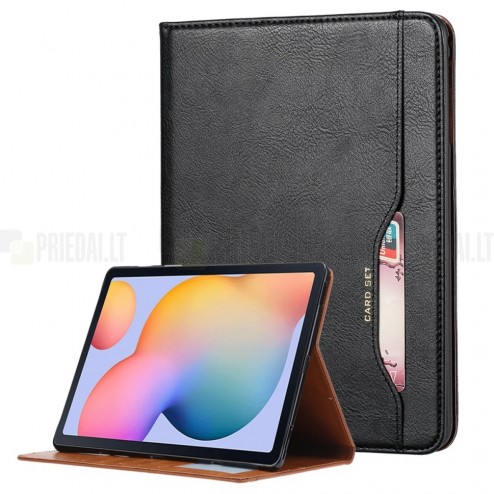 Greznais „Comma“ sērijas ādas atvērams melns Samsung Galaxy Tab A7 Lite 8.7 2021 (T220, T225) futrālis