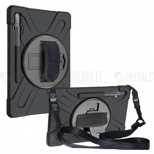 Samsung Galaxy Tab S7+ 12.4" (T976) pastiprinātas aizsardzības melns apvalks