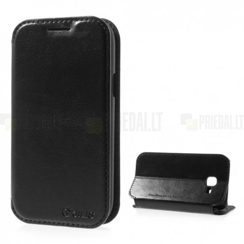 „Jilis“ atvērams ādas melns Samsung Galaxy Trend II S7570 futrālis