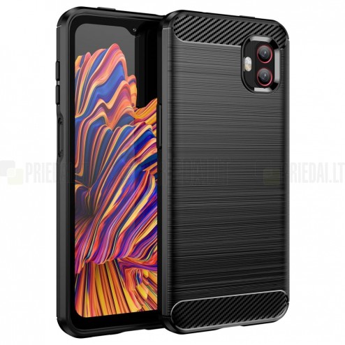 Samsung Galaxy Xcover 6 Pro (G736) „Carbon“ cieta silikona (TPU) melns apvalks