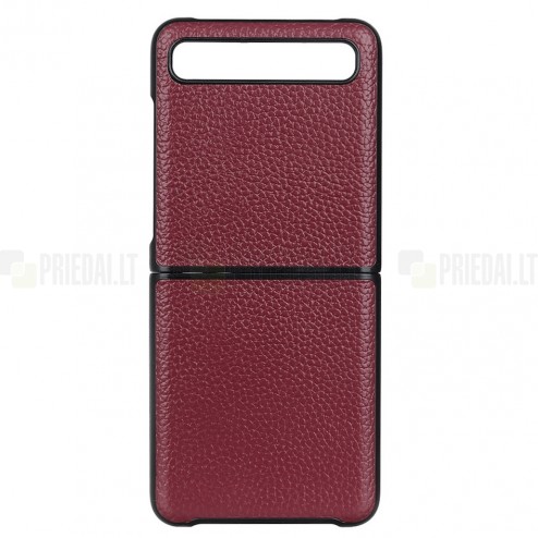 Samsung Galaxy Z Flip (F700) Deluxe Leather bordo ādas plastika apvalks