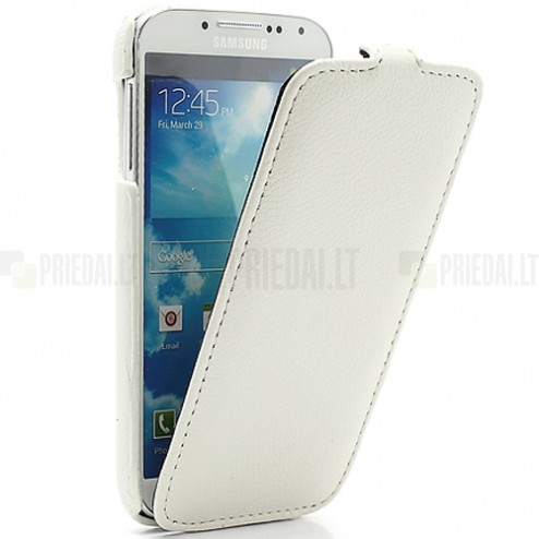 Greznais „Melkco“ ādas atvērams balts Samsung Galaxy S4 i9505, i9500 futrālis