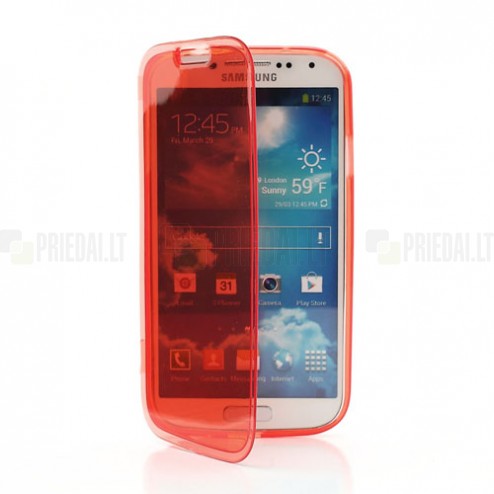 Samsung Galaxy S4 i9505 dzidrs sarkans silikona atvēramais maciņš