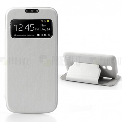 Atvēramais „S-View“ balts Samsung Galaxy S4 Mini futrālis (maciņš)