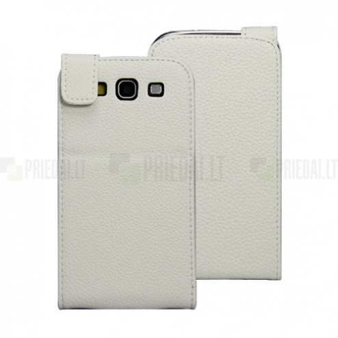 Samsung Galaxy S3 i9300 atvēramais balts ādas maciņš