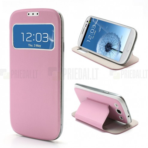 Atvēramais „S-View“ rozs Samsung Galaxy S3 futrālis (maciņš)