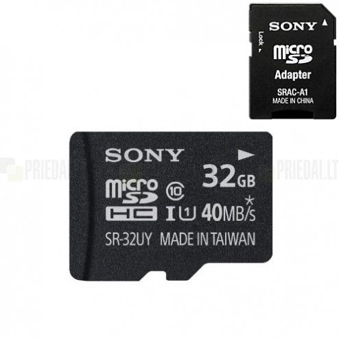„Sony“ MicroSD atmiņas karte 32 Gb, 10 klase ar SD adapteri 