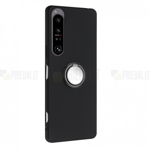 Sony Xperia 1 VI „Kickstand“ cieta silikona (TPU) melns apvalks