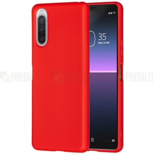 Sony Xperia 10 II Shell cieta silikona (TPU) sarkans apvalks