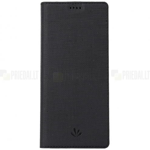 Samsung Galaxy S23 FE (Fan Edition) CaseMe Retro solīds atvēramais ādas melns maciņš - maks