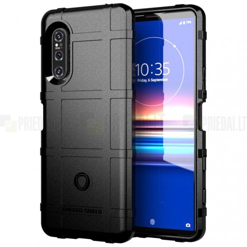 Sony Xperia 5 II „Stiff“ cieta silikona (TPU) melns apvalks