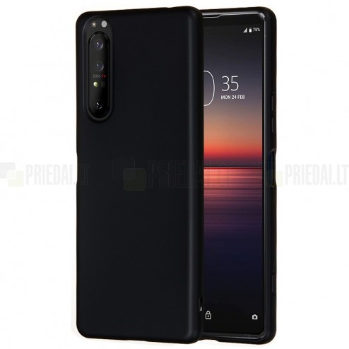 Sony Xperia 5 II Shell cieta silikona (TPU) melns apvalks