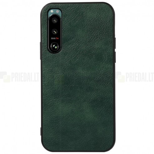 Sony Xperia 5 III „Deluxe Leather“ zaļš ādas apvalks
