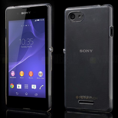 Sony Xperia E3 skaidrus (permatomas) kieto silikono TPU ploniausias pasaulyje dėklas