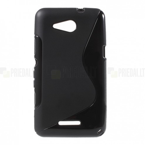 Sony Xperia E4g matēts cieta silikona (TPU) melns apvalks