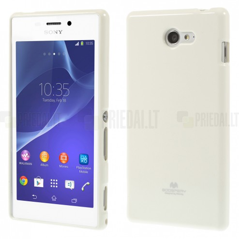 Sony Xperia M2 D2303 Mercury balts cieta silikona (TPU) futrālis