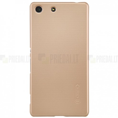 Sony Xperia M5 Nillkin Frosted Shield zelta plastmasas apvalks + ekrāna aizsargplēve