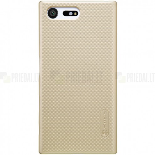 Sony Xperia X Compact (F5321) Nillkin Frosted Shield zelta plastmasas apvalks + ekrāna aizsargplēve