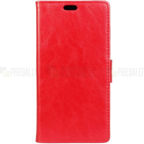 Sony Xperia X (F5121, F5122) atvēramais ādas sarkans maciņš (maks)