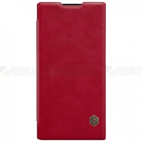 Greznais „Nillkin“ Qin sērijas ādas atvērams sarkans Sony Xperia XA2 (XA2 Dual) maciņš (maks)