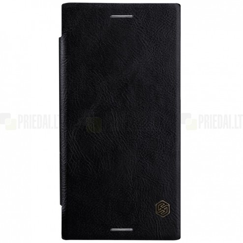 Greznais „Nillkin“ Qin sērijas ādas atvērams melns Sony Xperia XZ Premium (Xperia XZ Premium Dual) maciņš (maks)