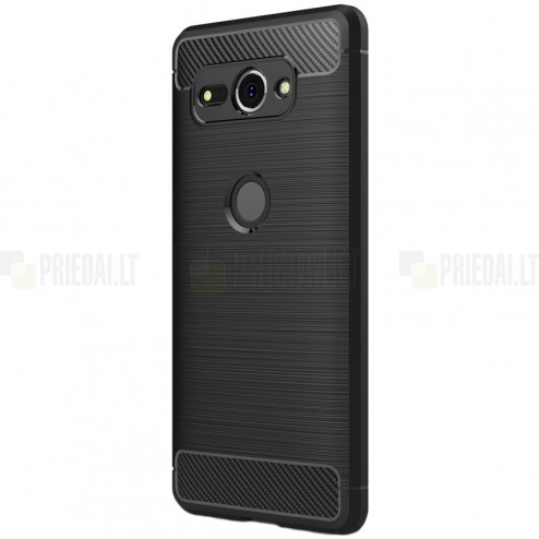 Sony Xperia XZ2 Compact „Carbon“ cieta silikona (TPU) melns apvalks
