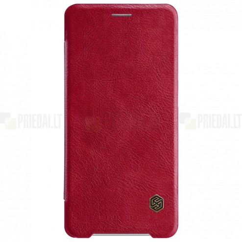 Greznais „Nillkin“ Qin sērijas ādas atvērams sarkans Sony Xperia XZ2 Compact maciņš