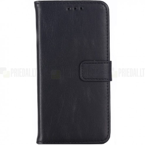Sony Xperia XZ2 Compact atvēramais ādas melns retro maciņš (maks)