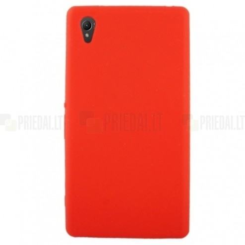 Sony Xperia Z1 (Honami, C6903, C6902) sarkans cieta silikona futrālis