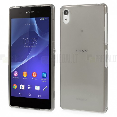 Sony Xperia Z2 dzidrs (caurspīdīgs) cieta silikona TPU pasaulē planākais pelēks futrālis