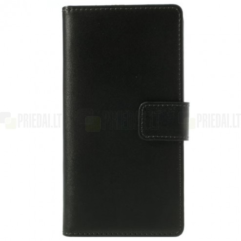 Sony Xperia Z2 atvēramais ādas melns maciņš, grāmata (maks)