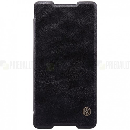 Greznais „Nillkin“ Qin sērijas ādas atvērams melns Sony Xperia Z3+ Plius maciņš