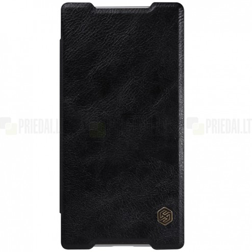 Greznais „Nillkin“ Qin sērijas ādas atvērams melns Sony Xperia Z5 maciņš (maks)