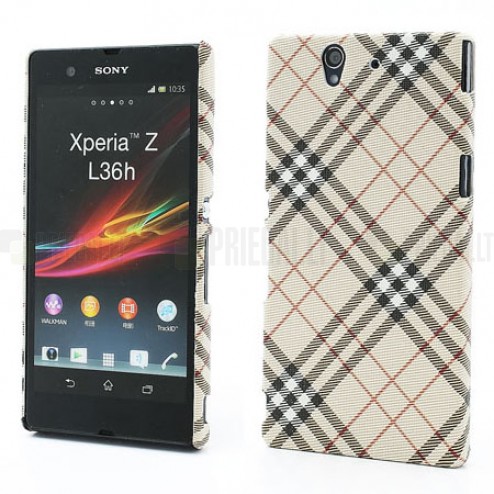 Sony Xperia Z „Burberry“ stils gaiši brūns apvalks