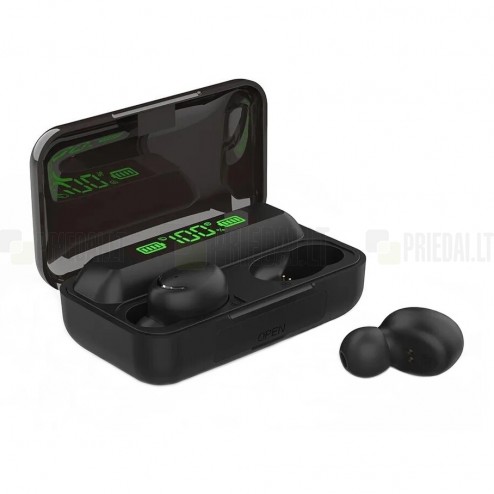 „TWS“ True Wireless BTH-F9-5 originālie (F9) bezvadu ausīs ieliekamās melnā austiņas
