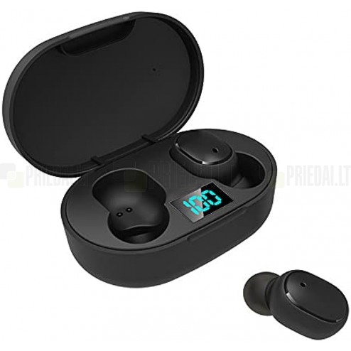 „TWS“ True Wireless E6S originālie bezvadu ausīs ieliekamās melnā austiņas