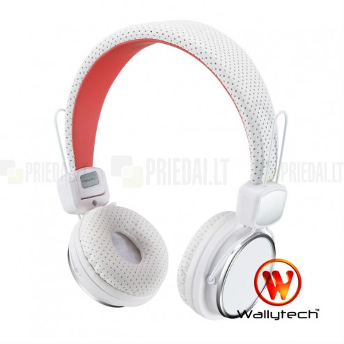 „Wallytech“ baltā austiņas ar galvas stīpu