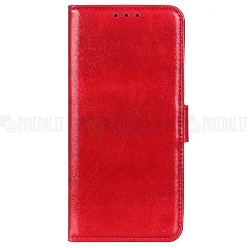 Xiaomi 11T (11T Pro) atvēramais ādas sarkans maciņš, grāmata (maks)
