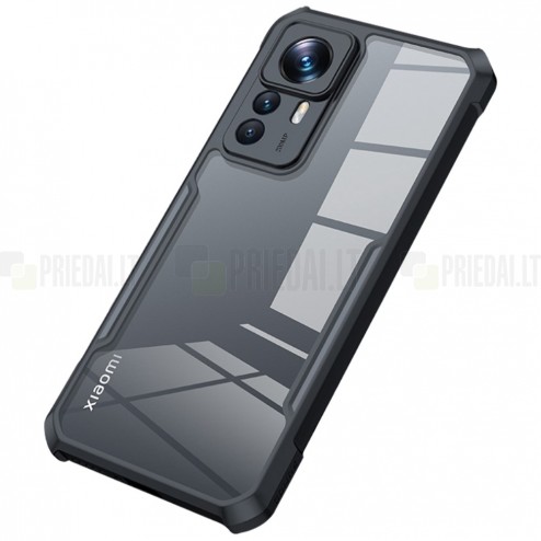 Xiaomi 12T Pro „XUNDD“ dzidrs apmales melnā krāsā cieta silikona (TPU) akrils apvalks