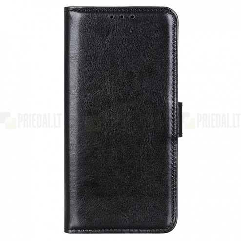 Xiaomi Redmi 13C (Poco C65) atvēramais ādas melns maciņš (maks)