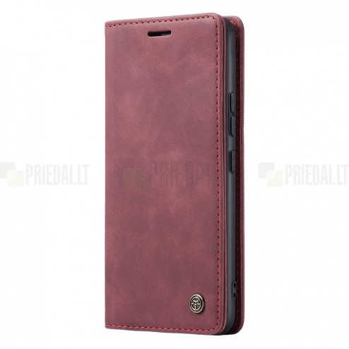Samsung Galaxy S23 FE (Fan Edition) CaseMe Retro solīds atvēramais ādas melns maciņš - maks