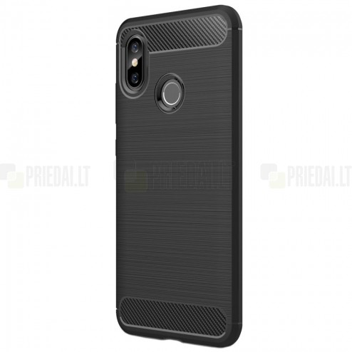 Xiaomi Mi 8 „Carbon“ cieta silikona (TPU) melns apvalks