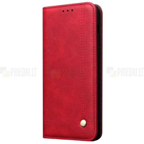 Xiaomi Mi 9 (Mi 9 Explorer) Deluxe ādas atvēramais sarkans maciņš (maks)